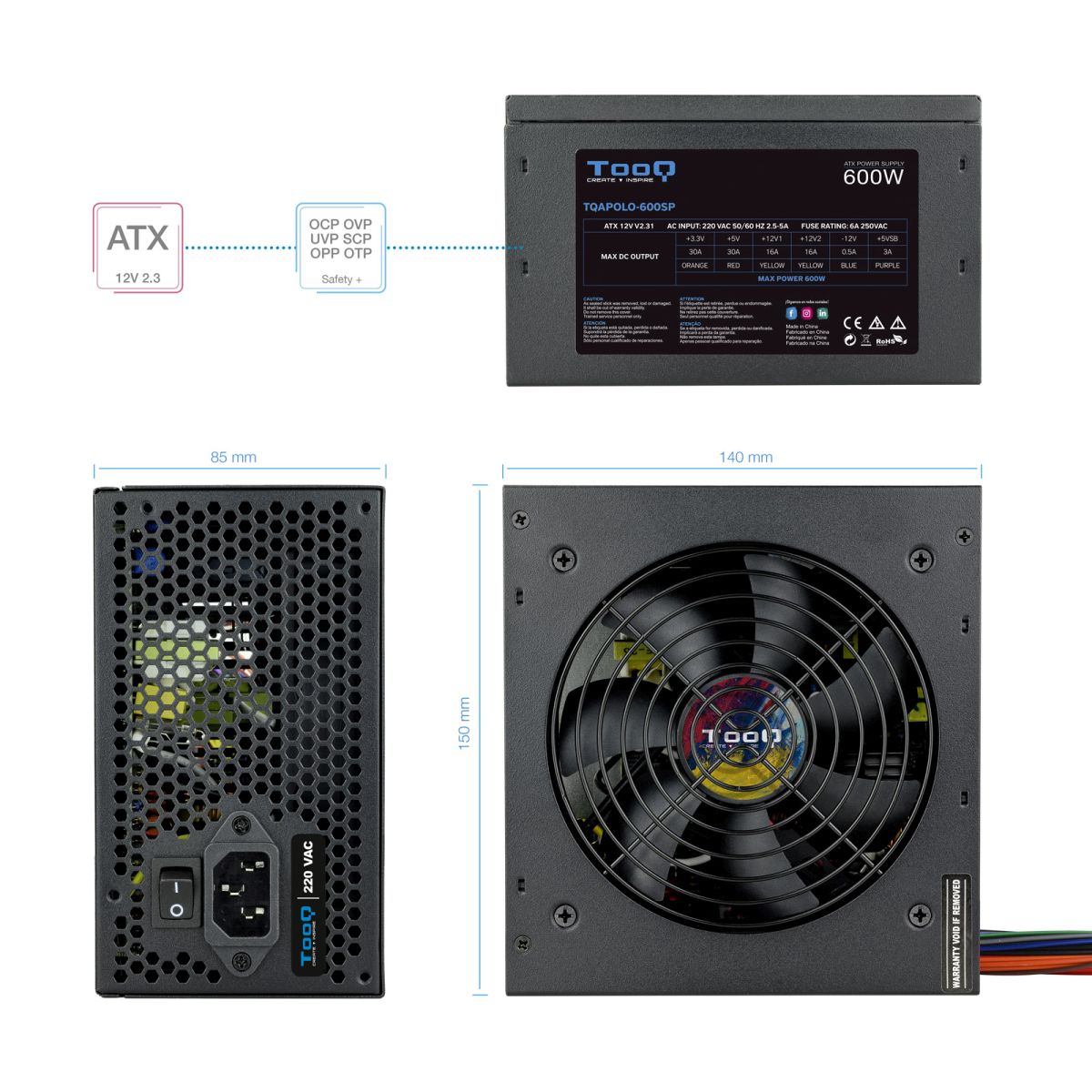 FUENTE ATX TOOQ APOLO-600SP 600 W - Imagen 3