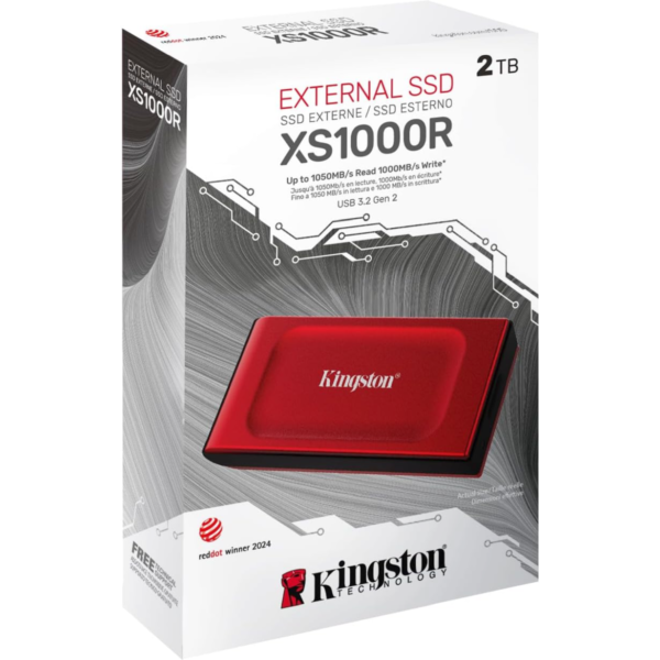 HD EXT. KINGSTON SSD XS1000 USB TIPO-C 2TB ROJO